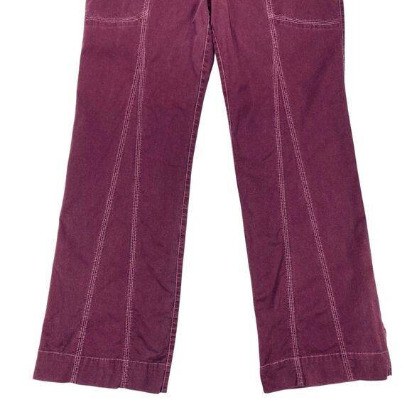 Athleta Corduroy Bootcut Pants Women 8 Burgundy Drawstring Yoga Stretch Everyday - Picture 4 of 12